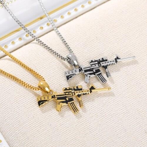 Personality Gun Pendants Necklaces For Women Men Creative Male Hip Hop Punk Chain Necklace Jewelry Fashion Night Club Jewelry