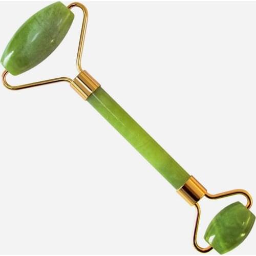Jade Stone Beauty Neck Facial Massage Roller For Face Green Rose Natural Acupoint Face Eye Care SPA Massage Thin Lift Tool