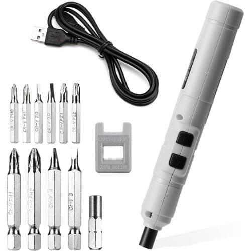 Mini Cordless Electrical Screwdriver Portable 3.6V USB Rechargeable Drill Bits Kits Toys Repair Home Power Tools 1100mAh