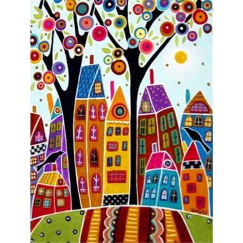 Landscape Abstract Tree DIY Embroidery Cross Stitch 11CT Kits Craft Needlework Set Printed Canvas Cotton Thread Home Room