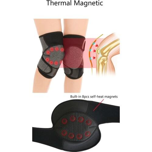 2020 Men Women 2PCS Tourmaline Self Heating Magnet Knee Brace Support Magnetic Therapy Knee Pads Warmer for Winter Sports Safety
