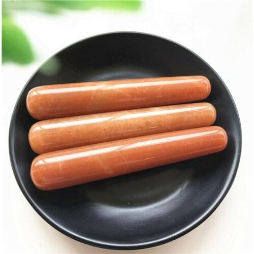 Natural Orange Aventurine Polished Massage Wand Health Relaxation Crystal Stick Natural Stones and Minerals