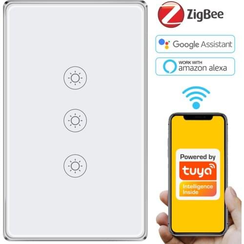 Tuya ZigBee Switch Australia Standard Smart Lighting Control Panel without Neutral Wire Single Live Swiches 500W Free OEM Logo