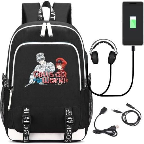 Hot Anime Cells at Work USB Backpack School Bags Bookbag Kids Teens Laptop Travel Shoulder Bag Cartoon Fashion Bags