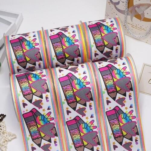 DIY Handmade Materials Printed Bcake To School Grosgrain Ribbon 50 Yard Per Size 57445