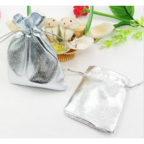 9*12cm 100pcs Handmade Silver Drawstring Bags For Wedding/Party/Gift/bracelets/necklace Pouches Jewelry Packaging Display Bags