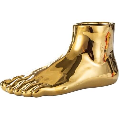 SCANDINAVIAN HUMAN FOOT VASE GOLD SLIVER BIONIC LIMB DECORATIVE POT MODERN CREATIVE FLOWER ARRANGEMENT ART FOR HOME DECOR R4044