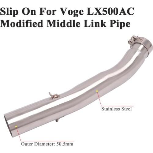 Slip On For Voge 500 LX500AC Voge500 2021 Motorcycle Exhaust System Escape Modify Middle Tube Link Pipe Connection 51mm Muffler