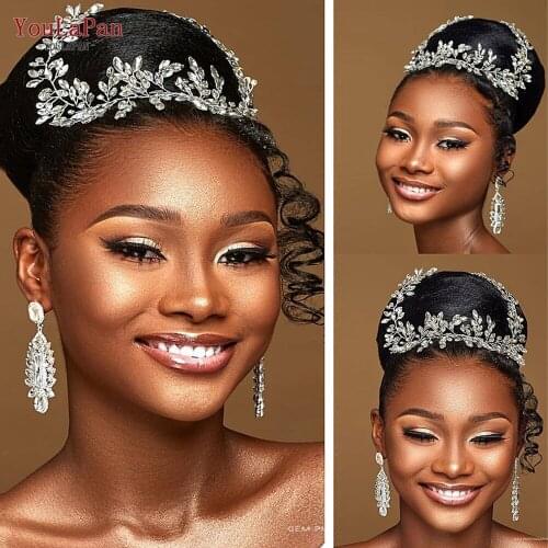 TOPQUEEN HP259 Long Hair Accessories for Women Wedding Headbands Bridal Hair Vine Rhinestone Crystal Bridal Tiara Headpieces