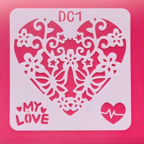 Flower Art Heat Shape Stencil Cake Decorating Tools My Love Wedding Invitation Card DIY Supplies Laser Engraving PET Stencils