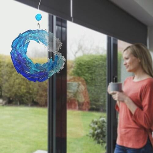 Wave Suncatcher Ornament Transparent Resin Crafts Wall Hanging Art Pendant Decor for Home Wall Window décoration à suspendre