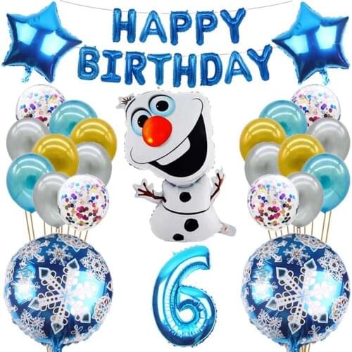 1set Frozen Party Olaf&Elsa Anna Princess Happy Birthday Balloons Set Party Decoration Supplies Baby Shower Kids Toys Globos
