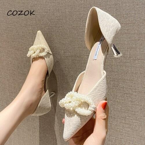 Pearl Black OL Heels Women 2021 Fashion Women Elegant Party Sexy High Heels Korean High Heels for Women