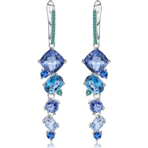 GEMS BALLET Natural Mystic Quartz Topaz Drop Earrings for Women Wedding Jewelry 925 Sterling Silver Handmade Modern Earrings