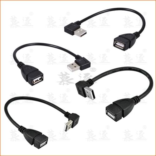 10cm 20cm USB 2.0 A Male to Female 90 Angled Extension Adaptor cable USB2.0 male to female right/left/down/up Black cable cord