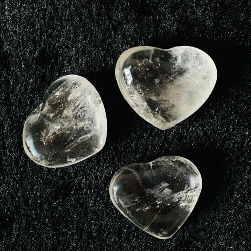 100% Natural Transparent Crystal Heart Healing Decor