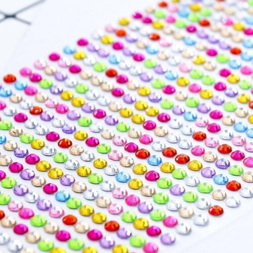 1040pcs/set 3mm Self Adhesive Acrylic Rhinestone Diy Phone PC Decal Art Bling Crystal Stickers Scrapbooking Wall Car Sticker