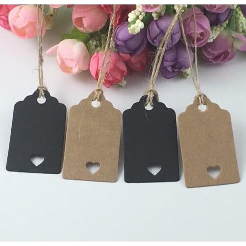 200pcs 5x3cm Hollow Heart Scalloped Kraft Paper Card / Blank Tag / Wedding Favour Gift Tag Price Label With 200pcs string
