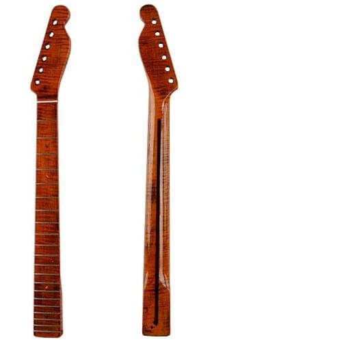 21 fret fine tiger pattern maple one-piece guitar neck polished shiny handle