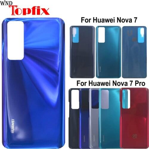 3D Glass For Huawei Nova 7 Pro Back Battery Cover Door Rear Glass Huawei Nova 7 Battery Cover Housing Case + Gule