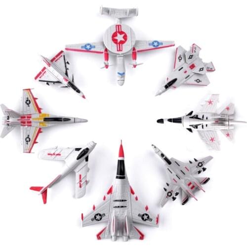 8PCS 4D Plastic Assemble Fighter Mini Airplane Puzzle Assembling Military Fighter Toys For Children