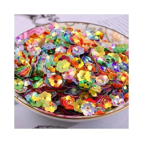 50g/lot PVC Sequins 5mm Flower With 1 Center Hole Plum Blossom Cup Loose Sequins Multicolors Spangles