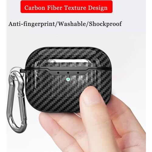 For AirPods Pro Case Carbon Fiber Grain Shockproof Earphones Protective Cover For Air Pods Pro 3 2019 Case with Keychain
