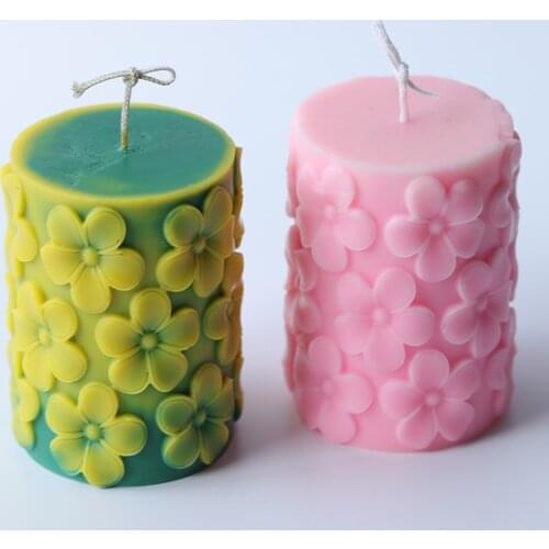 Cylindrical Relief Handmade Silicone Candle Mold Beeswax Butterfly Candle Geometric Molds Creative Flower Household Candle Mould