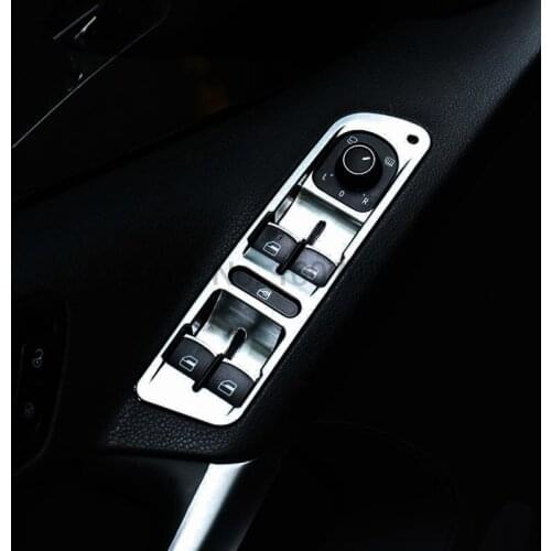 For Volkswagen Tiguan 2012 2013 2014 2015 Matte Chrome Interior Door Armrest Trim Window Lifter Button Switch Cover Bezel