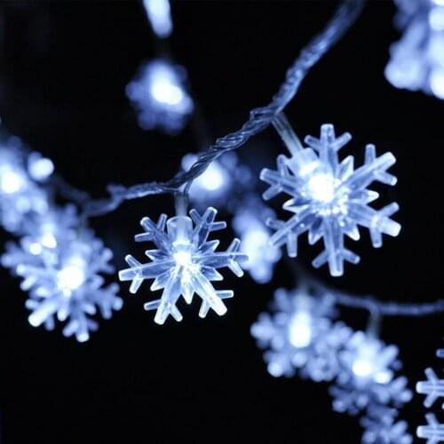 10M 60LEDS Snowflake String Fairy Lights Garland Christmas Tree New Year Room Valentines Day Decoration Lights USB Battery