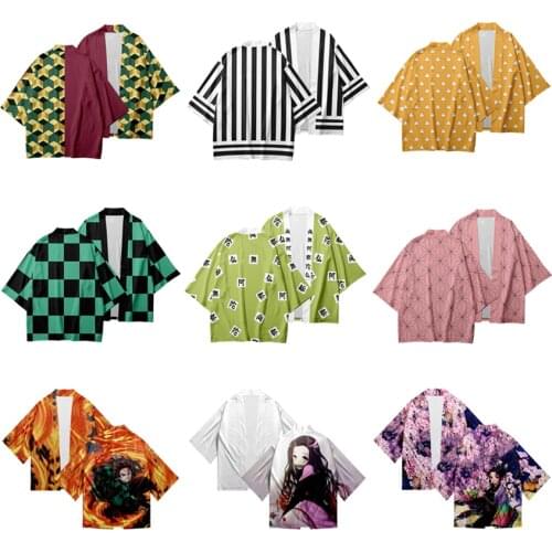 3 To 14 Years Kids Kimono Anime Demon Slayer Kimetsu no Yaiba Japanese Kimono Haori Yukata Boys Girl Streetwear Children Clothes
