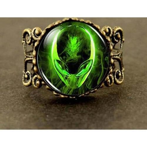 Steampunk Space Alien Universe UFO Galaxy Ring glass 1pcs/lot mens women jewelry new 2017