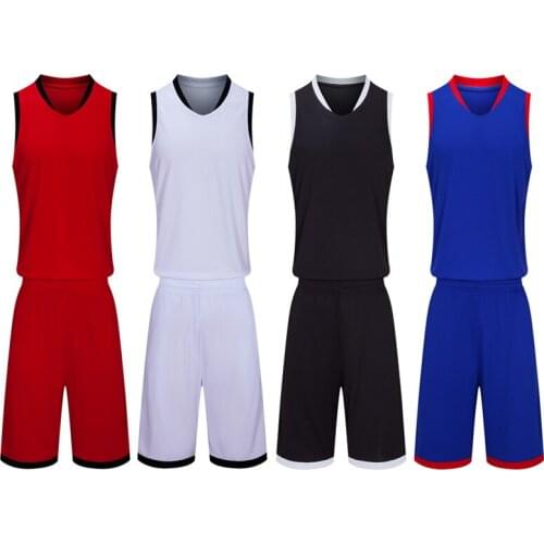 Men blue Basketball Set Uniforms kits Sports clothes kids red basketball jerseys college tracksuits DIY Customized name logo