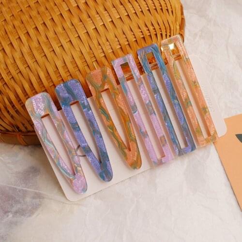 Korea New Colorful Acrylic Resin Hollow Waterdrop Hair Clips Hairpins For Women Girls Hair Accessories Hairgrips