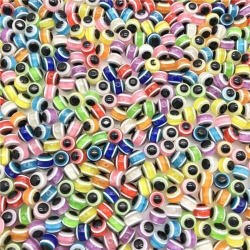 6/8 /10mm Round Resin Gasket Beads Mixed Evil Eye Beads For Jewelry Making Accessories