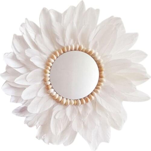 Macrame Feather Mirror Wall Hanging Wall Nordic Acrylic Mirror Porch Creative Living Room Sofa B&B Decor Boho