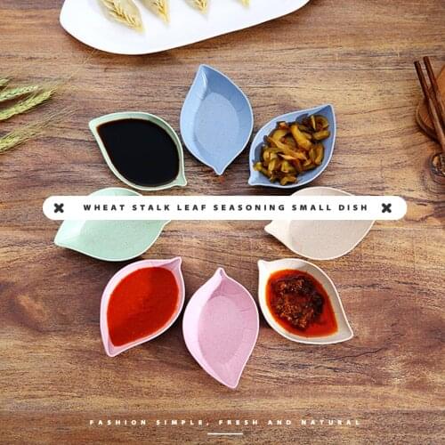 Leaves Shape Wheat Straw Bowl Vinegar Seasoning Solid Soybean Dish Sauce Salt Snack Small Plate Kitchen Tool