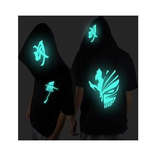 Short sleeve Jacket Back Luminous Male And Female Hip-hop Dancing Hoodies Loose Coat Human Bones, Skeleton, Dragon Coat