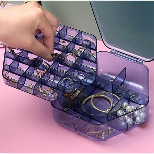 NHBR Double-Layer High Capacity Jewelry Organizer Ring Necklace Earring Makeup Holder Cases Jewelry Box for Women
