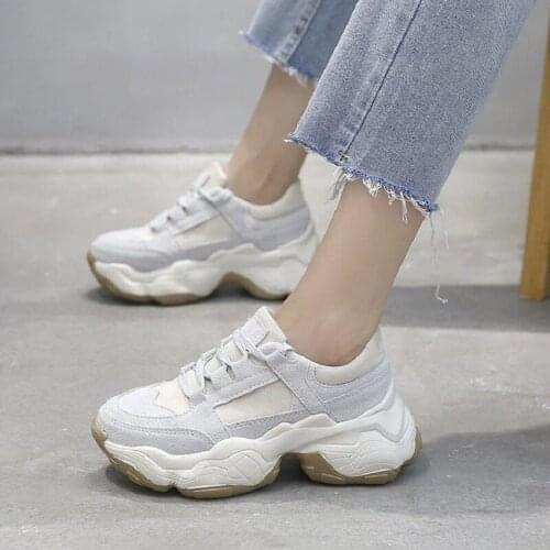 New Autumn Women Platform Sneakers Ladies Shoes Girls Thick Bottom Sport Sneakers Genuine Leather Chunky Sneakers Trainers