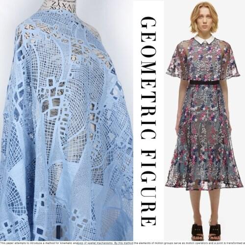 New arrival fashion quality water soluble lace blue fabric net embroidery fabric customize handmade fabric BC