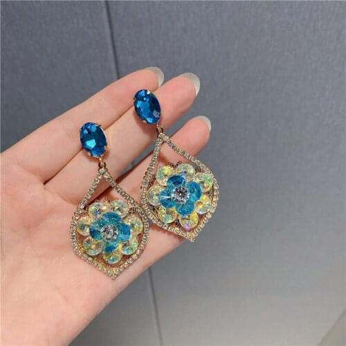 New Fashion Clear Crystal Love Heart Long Pendientes Water Drop Simulated Pearl Dangle Earrings Gifts