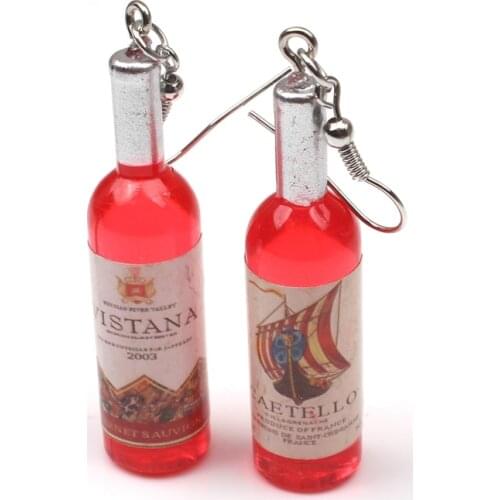 New Creative Wine Bottle Pendant Dangle Earrings Fashion Transparent Glass Cocktail Red Wine Earrings Womens Earrings Jewelry