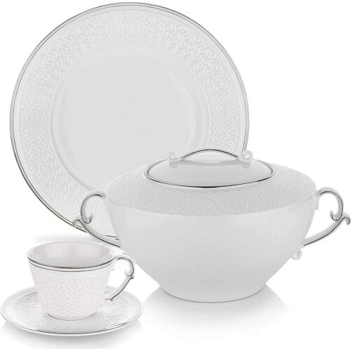Schafer (SHF 12012) Dantella Dinner Set 85 Pieces -Platinum-Material: Porcelain