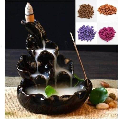Back Flow Incense Cone Reflux Tower Decoration Mixed Rose Jasmine Lavender Osmanthus Backflow Smoke Bullet Incense 20Pcs/Pack