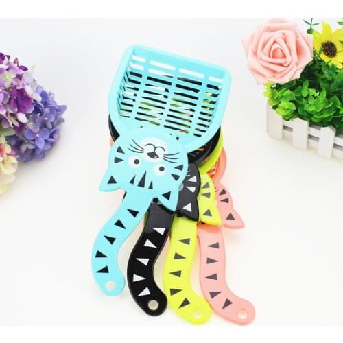 Random Color Cute Kitten Pattern Lightweight Cat Litter Shovel Pet Cat Cleaning Cat Litter Box Self Cleaning Cat Litter Shovel