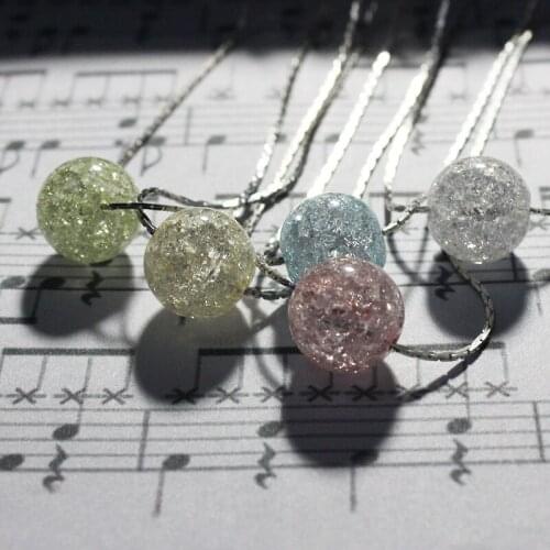 Cute Cracked Crystal Round Bead Pendant Necklace Women Choker Short Chain Necklace Jewelry Christmas Gift Multi Colors
