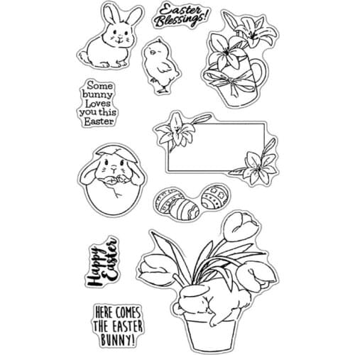 Easter Bunny Flower Silicone Clear Seal Stamp DIY Scrapbooking Embossing Photo