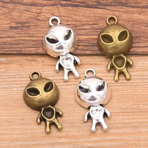 8PCS 15X30mm 2 Color Alien Robot Charms Animal Pendant Jewelry Metal Alloy DIY Necklace Bracelet Earrings Handwork Marking