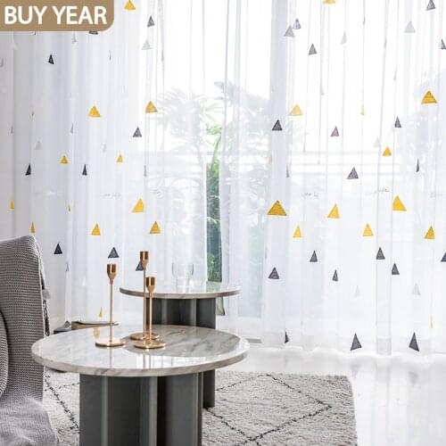 Modern Curtains for Living Room Bedroom Minimalist Nordic Style Fashion Fabric Product Custom Triangle Pattern Curtains Tulle